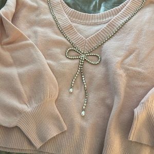 Express Plush Pink Embellished Sweater